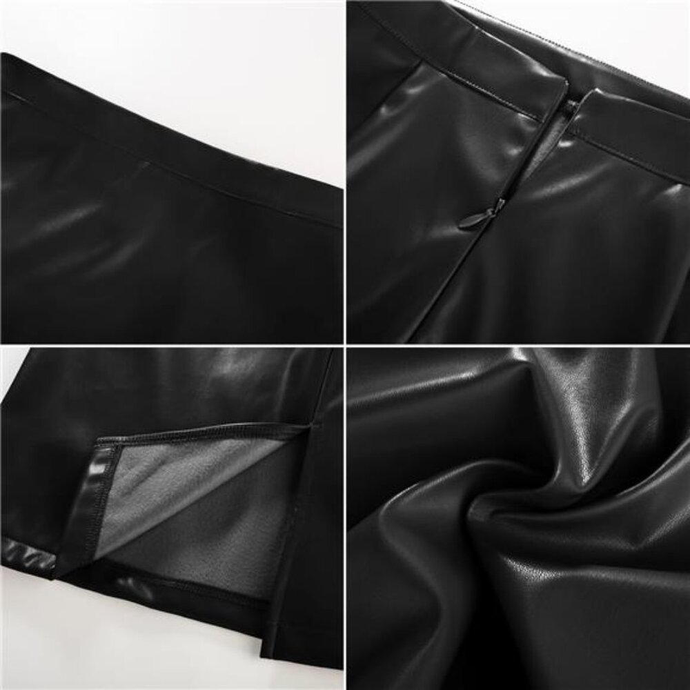 Vegan Leather Skirt for Women Black - Picture 6 of 6
